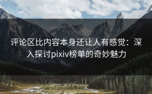 评论区比内容本身还让人有感觉：深入探讨pixiv榜单的奇妙魅力