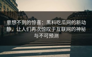 意想不到的惊喜：黑料吃瓜网的新动静，让人们再次惊叹于互联网的神秘与不可预测