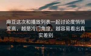 麻豆这次和播放列表一起讨论度悄悄变高，越是冷门角度，越容易看出真实差别