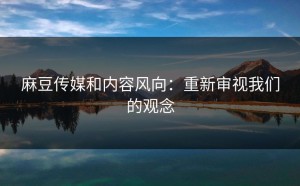 麻豆传媒和内容风向：重新审视我们的观念