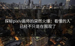探秘pixiv画师的突然火爆：看懂的人已经不只是在围观了