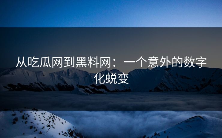 从吃瓜网到黑料网：一个意外的数字化蜕变