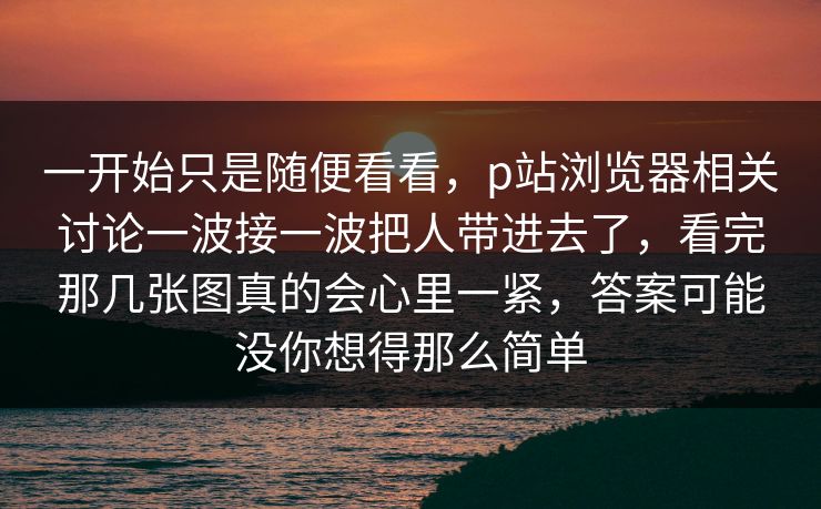 一开始只是随便看看，p站浏览器相关讨论一波接一波把人带进去了，看完那几张图真的会心里一紧，答案可能没你想得那么简单