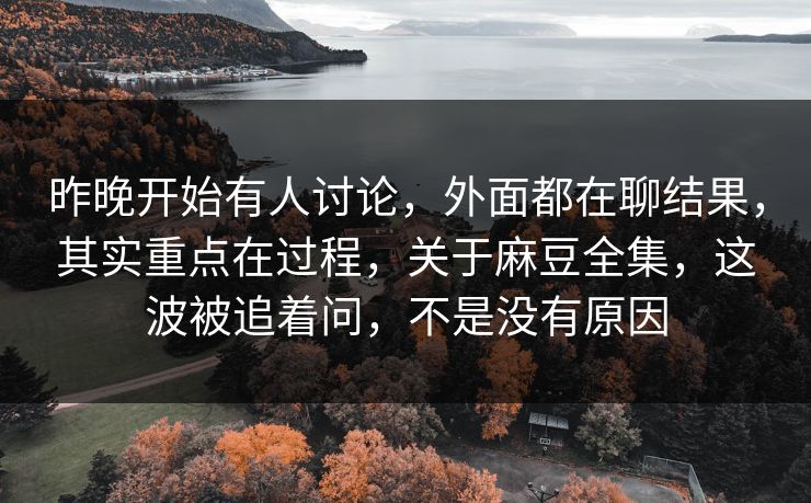 昨晚开始有人讨论，外面都在聊结果，其实重点在过程，关于麻豆全集，这波被追着问，不是没有原因